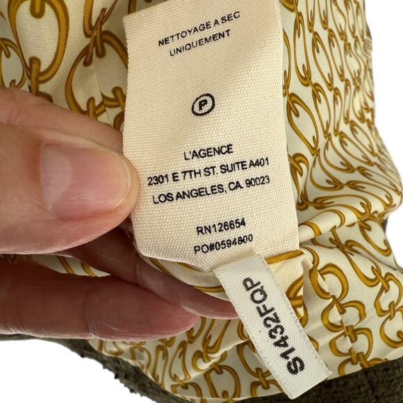 L'agence Kenzie Knit Boucle Tweed Blazer Jacket in Olive Ivy Green Size 4 NEW - Picture 14 of 15